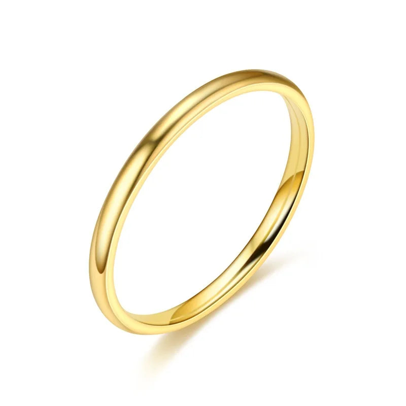 Stainless Steel Wedding Band Ring – 2mm, 4mm, 6mm & 8mm High Polished Smooth Ring for Men & Women | Minimalist Jewelry