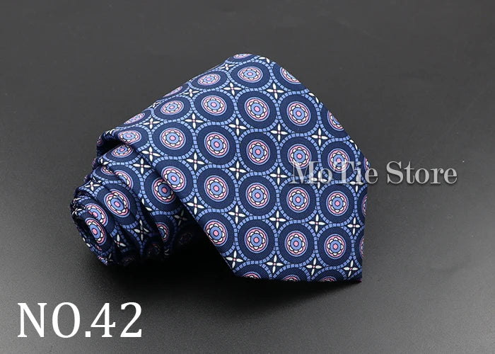Men's 7.5cm Soft Silk Necktie – Floral & Dot Pattern Tie for Weddings, Business, Parties & Formal Wear