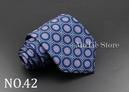 Men's 7.5cm Soft Silk Necktie – Floral & Dot Pattern Tie for Weddings, Business, Parties & Formal Wear