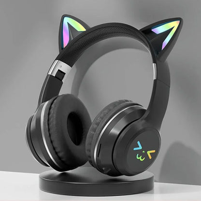 RGB Cat Ear Wireless Bluetooth Headphones – Luminous Gaming Headset with Microphone, Noise Reduction & HiFi Sound for Girls, Calls & Music