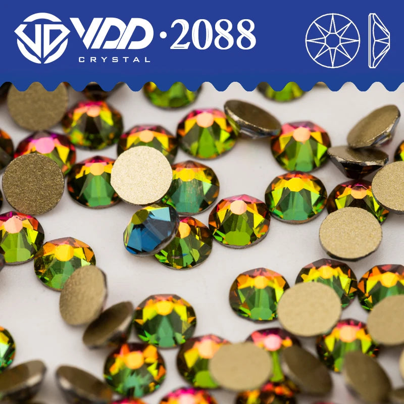 VDD 2088 Crystal Flower Nail Rhinestones – Non-Hotfix 8 Big & 8 Small Flatback Gems for Nail Art & DIY Decorations
