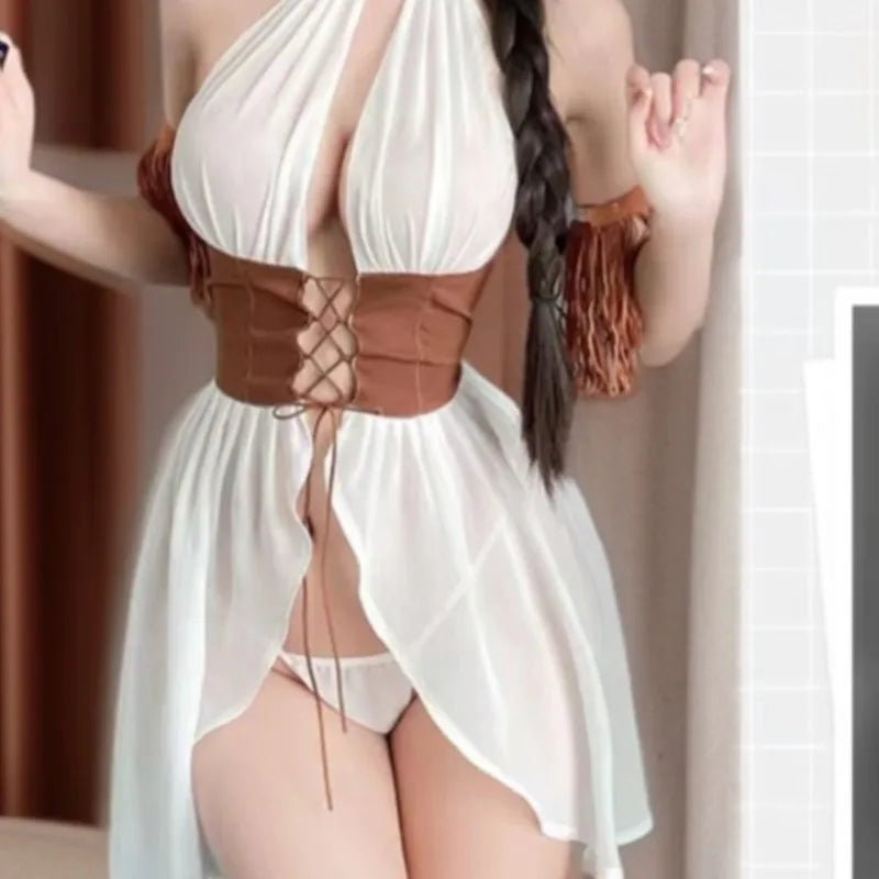 Goddess Mesh Waist Deep V Cosplay Costume (Women’s Adult Outfit)
