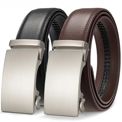 Men's 3.5cm Alloy Automatic Buckle Belt – Durable PU Leather Waist Belt, High-End Fashion Business Strap for Casual & Formal Wear