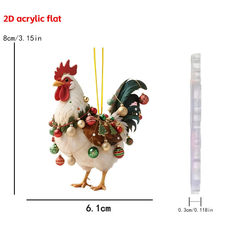 Christmas Animal Series 2D Acrylic Hanging Ornaments – Flat Xmas Tree Decorations for Party, Home, Backpack & Keychain Accessories