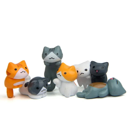 Lot de 6 Mini Figurines Chat Porte-Bonheur Dessin Animé – Mignonnes Miniatures pour Décoration de Jardin, Bonsaï, Artisanat de Jardin Féerique, Pots de Fleurs & Idées Cadeaux