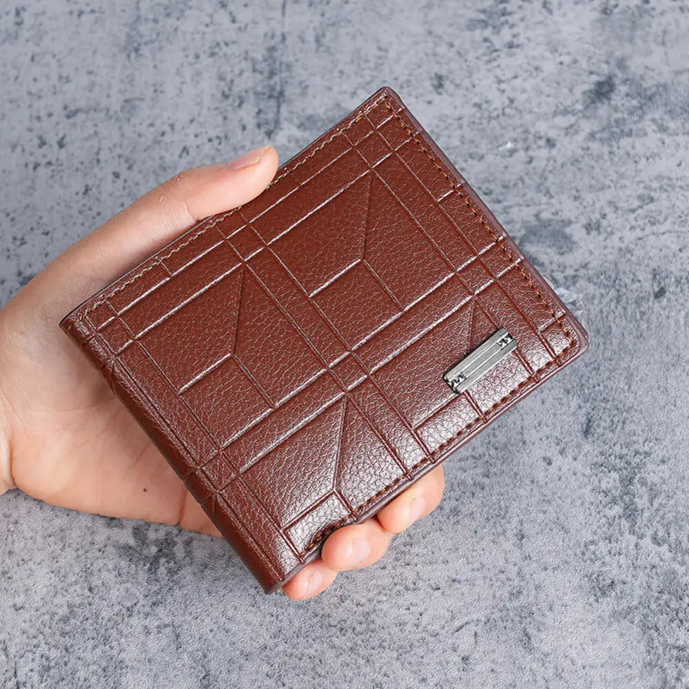 Billetera de cuero de gran capacidad para hombre con ventana para identificación, ranuras para tarjetas y monedero.