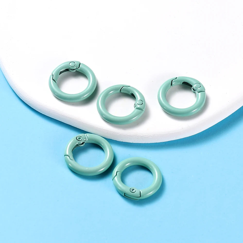 5-Piece Metal Spring O-Ring Carabiner Keychain Clips – Openable Round Buckle Connectors for DIY Keychains, Dog Chains & Jewelry Making