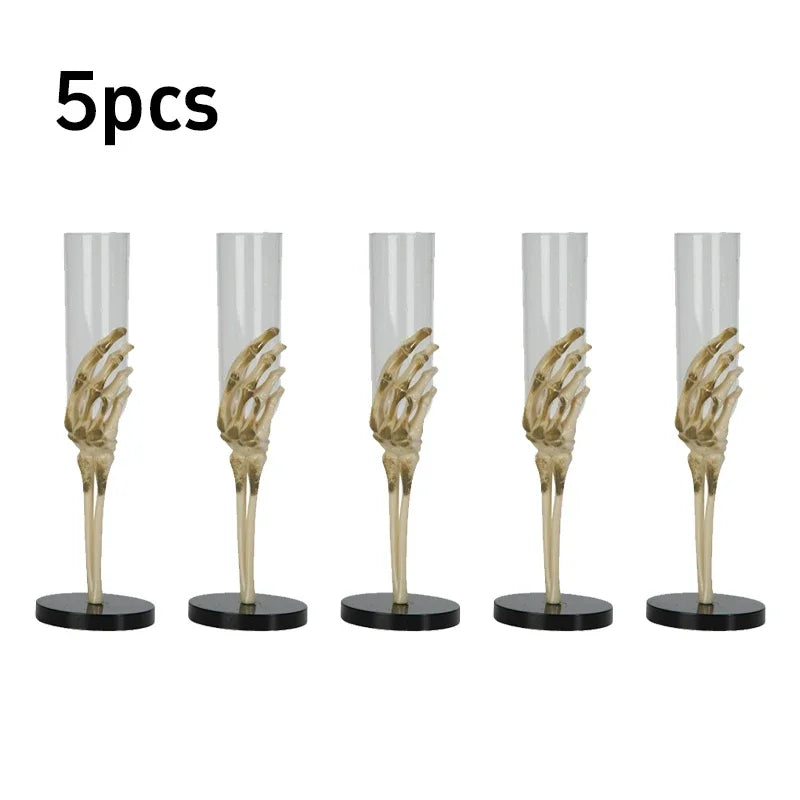 Halloween Skeleton Hand Goblet – Retro Plastic Champagne Flute with Skull Hand Arm Design for Halloween Party, Bar & Table Decor