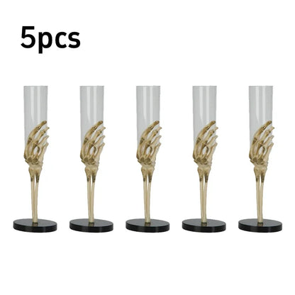 Halloween Skeleton Hand Goblet – Retro Plastic Champagne Flute with Skull Hand Arm Design for Halloween Party, Bar & Table Decor