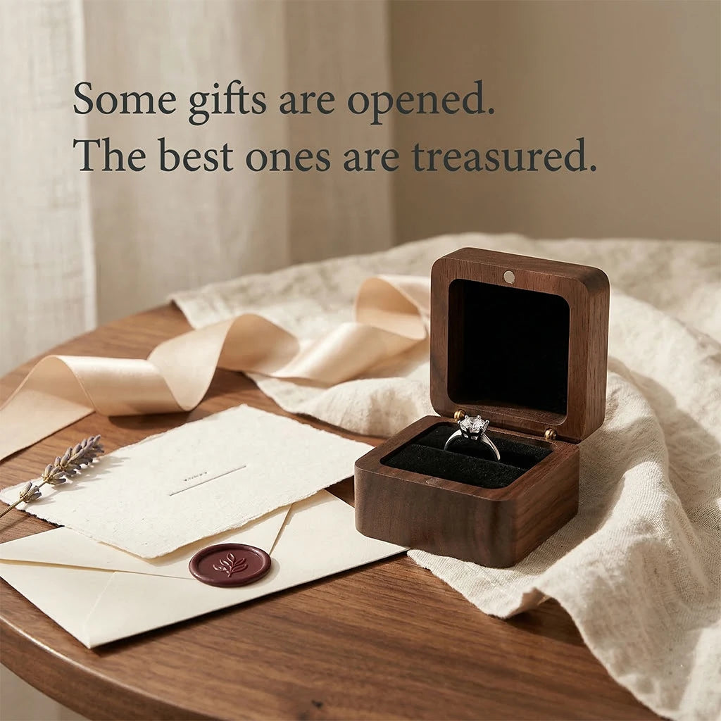 Personalized Wooden Jewelry Box with Custom Engraving for Rings, Earrings, Bracelets, Wedding Proposals & Gift Packaging