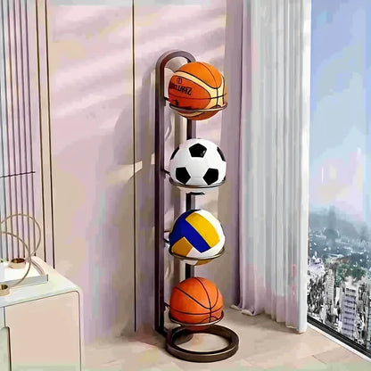 Organisateur de ballons de sport en métal noir – Support de rangement multifonctionnel pour la maison, le garage et la salle de sport