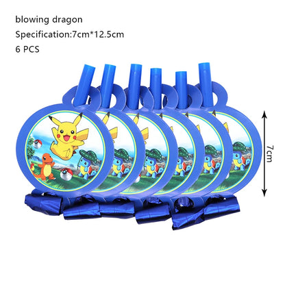Pokémon Birthday Party Decorations – Lightning Pikachu Balloon Set with Disposable Tableware, Banner, Backdrop & Plates for Kids Events