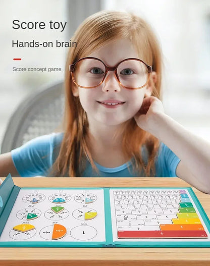 Livre d'apprentissage des fractions magnétiques Montessori – Jouet éducatif en bois pour enfants, compétences en arithmétique
