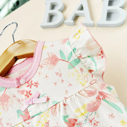 Pelele de verano para bebé recién nacido – Body de manga corta de algodón suave con estampado de dibujos animados para bebés y niñas (3-18 meses)