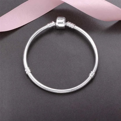 Pulsera con dije de hueso de serpiente de plata esterlina 925 – Pulsera de cadena suave y lisa hecha a mano de joyería fina para mujeres y para regalo