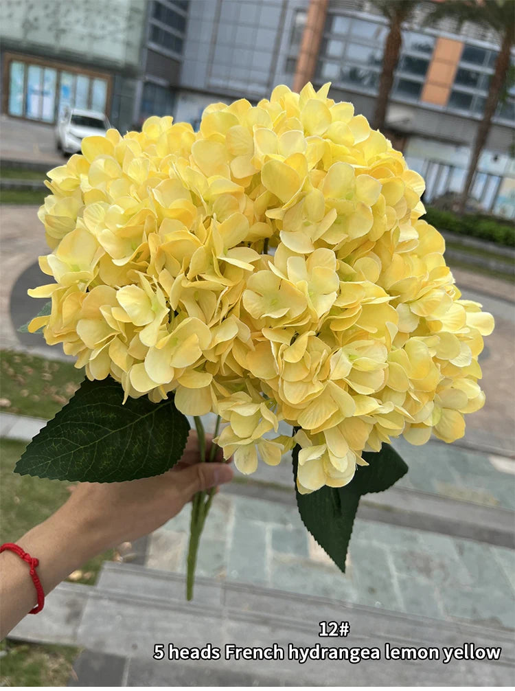 Bouquet d'Hortensias Artificiels à 5 Têtes – Fleurs Artificielles en Soie pour Décoration de Mariage, Arrangements de Fête, Décoration de Salon & Accessoires Floraux pour la Maison