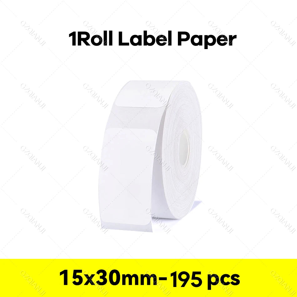 Niimbot D110 Label Maker Tape – Waterproof Self-Adhesive Sticker Paper, Compatible Label Roll for Niimbot D11/D101 Portable Printer, White Thermal Labels 12-15mm