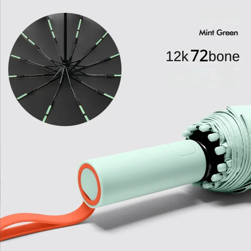 Paraguas Automático Cortavientos de 72 Huesos – Paraguas Grande Plegable para Lluvia con Protección UV para Hombres y Mujeres, Paraguas Impermeable de Alta Resistencia para Exteriores
