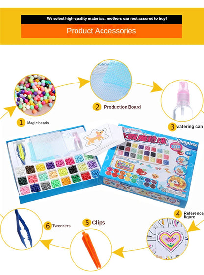 Kit de création perles à souder à l'eau 1000 pièces – Ensemble de perles magiques à pulvériser pour les arts, l'artisanat et le jeu créatif des enfants
