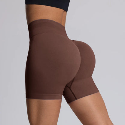 Shorts de yoga femme taille haute gainant sans couture pour l'entraînement, la salle de sport, la course et le fitness, à fort impact