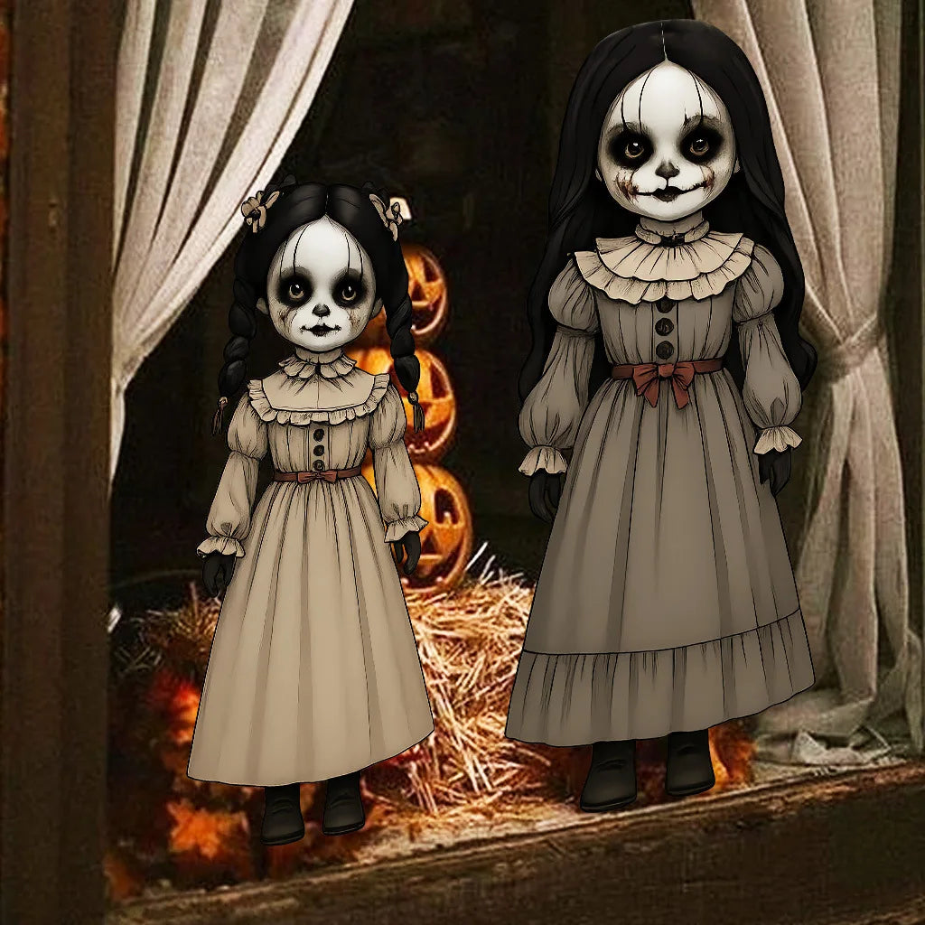Terrifying Ghost Doll Halloween Wall Stickers, Removable PVC Horror Decals for Bedroom, Home Decor, Haunted House, Prank Props, and Halloween Party Decorations