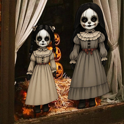 Terrifying Ghost Doll Halloween Wall Stickers, Removable PVC Horror Decals for Bedroom, Home Decor, Haunted House, Prank Props, and Halloween Party Decorations
