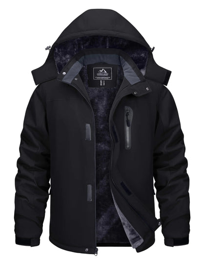 TACVASEN Men’s Winter Ski Jacket – Thick Fleece-Lined Waterproof Windbreaker, Warm Outdoor Parka for Snowboarding, Hiking & Mountain Trekking