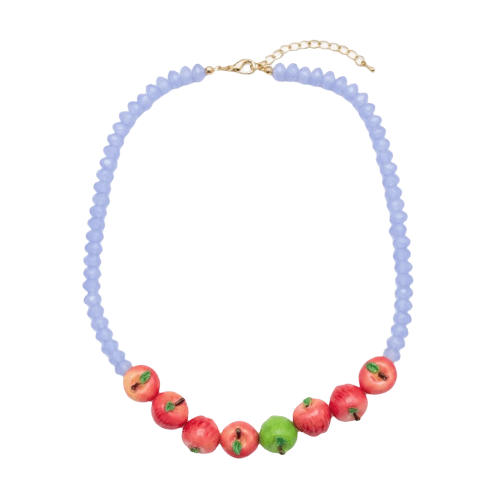 Colorful 3D Fruit Beaded Necklace – Multicolor Exaggerated Chain with Pomegranate, Strawberry & Tomato Designs, Statement Fashion Jewelry
