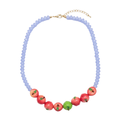 Colorful 3D Fruit Beaded Necklace – Multicolor Exaggerated Chain with Pomegranate, Strawberry & Tomato Designs, Statement Fashion Jewelry