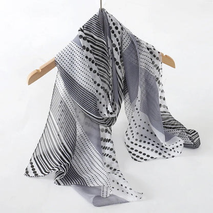 Women's Printed Chiffon Scarf Shawl – Lightweight Silk-Feel Long Wrap for Beach, Travel & Outdoor Wear, Fashion Headband Accessory