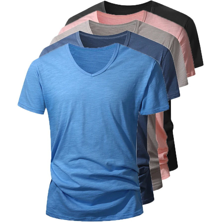 Camiseta 100% algodón para hombre – Suave, manga corta casual, transpirable, top de verano en blanco y negro para uso diario