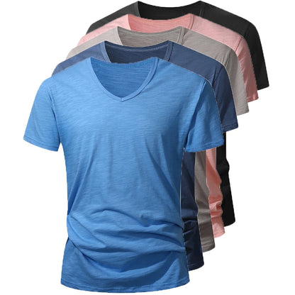 Camiseta 100% algodón para hombre – Suave, manga corta casual, transpirable, top de verano en blanco y negro para uso diario
