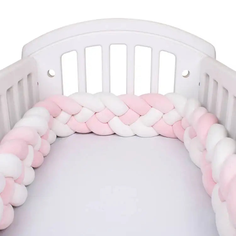Protector de cuna trenzado hecho a mano – Cojín de cuna anudado suave para cunas, decoración de guardería y protección de bordes (1M–3.6M)