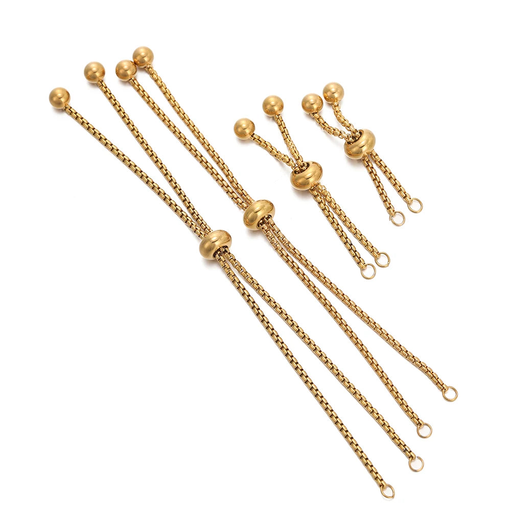 Chaînes coulissantes réglables en acier inoxydable 304, lot de 3, avec embouts à billes – Rallonges de bracelet DIY pour la fabrication de bijoux