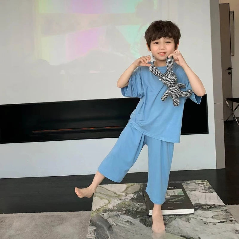 Baby 2PCS Pajama Set – Soft Modal Summer Clothes for Boys & Girls Ages 1–6 Years
