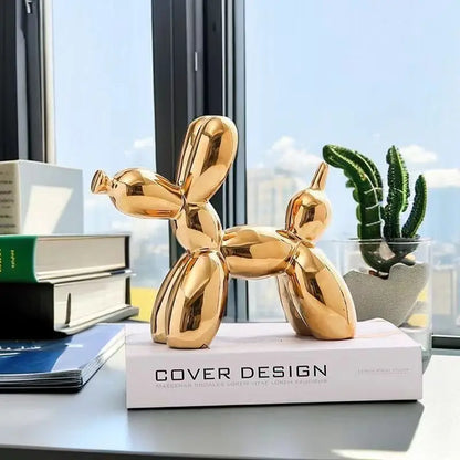 Sculpture de Chien Ballon en Céramique Nordique – Figurine Décorative Moderne pour Maison, Bureau et Étagère