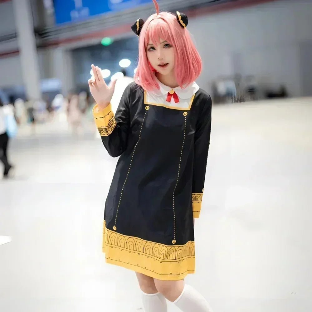 2025 Anya Forger Cosplay Costume for Kids – Anime Spy × Family Kawaii Black Dress Outfit for Halloween, Party & Roleplay (Toddler/Children’s Wear)