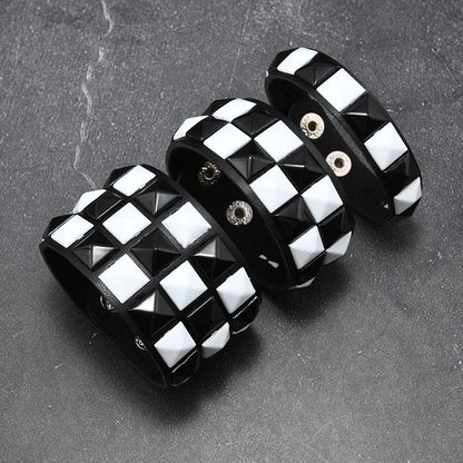 3-Piece Leather Bracelet Set – Wide Rivet Studded Wristbands for Men & Women | Vintage Punk Fashion Jewelry Gift