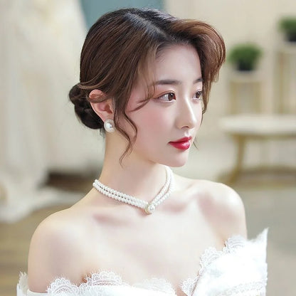Nuevo collar gargantilla de perlas barrocas para mujer, lujoso, para bodas, fiestas, collar de cuentas de tres capas, torques, regalo de joyería de moda para damas