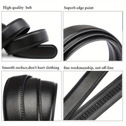 Men's Fashion Automatic Buckle Belt – Business-Style PU Leather Black Waist Strap for Jeans, Casual & Formal Wear