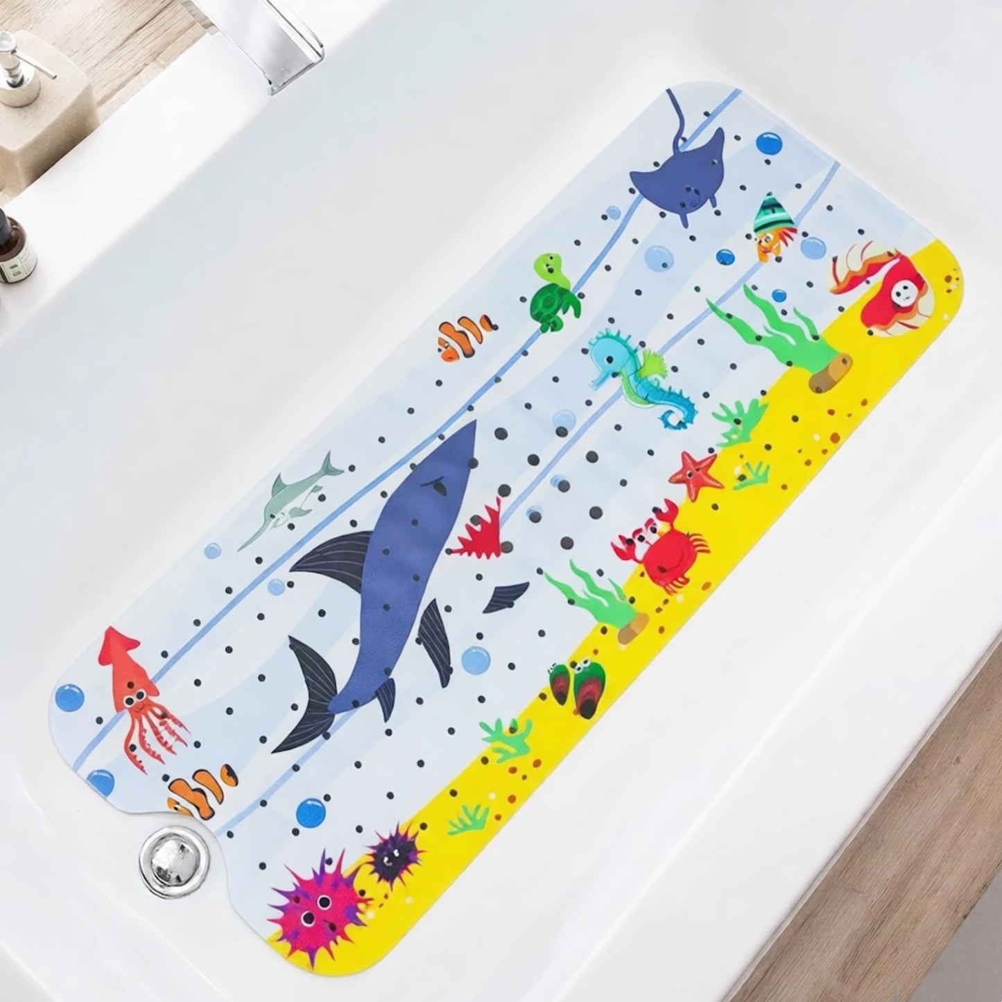 Cartoon Extra-Long Bathtub Mat 40x100cm – Non-Slip Shower & Bath Mat with Suction Cups and Drain Holes