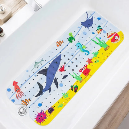 Cartoon Extra-Long Bathtub Mat 40x100cm – Non-Slip Shower & Bath Mat with Suction Cups and Drain Holes