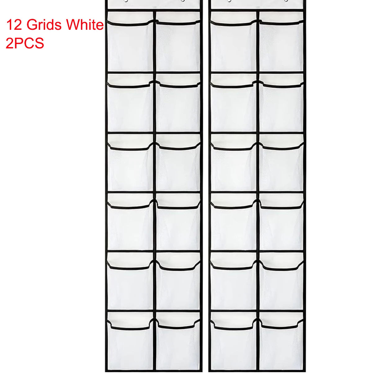 Over-the-Door Shoe Organizer - 12, 14 or 24 Pocket Hanging Shoe Storage with Large Mesh Pockets & 4 Hooks
