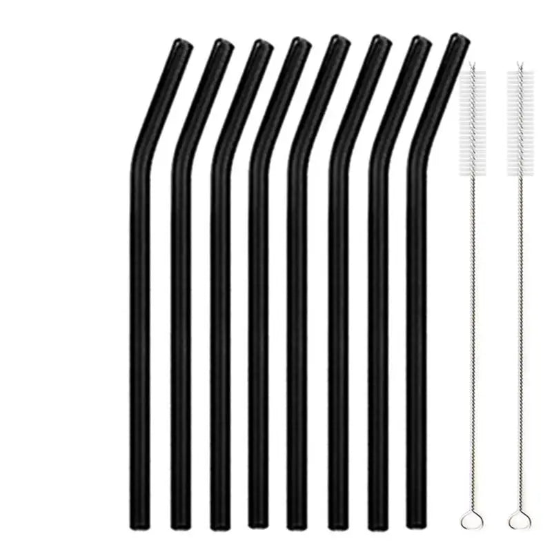 8.5 Inch Reusable Glass Straws Set, 8mm Multi-Color Drinking Straws, Eco-Friendly Glass Straws for Smoothies, Milkshakes, Cocktails and Cold Drinks