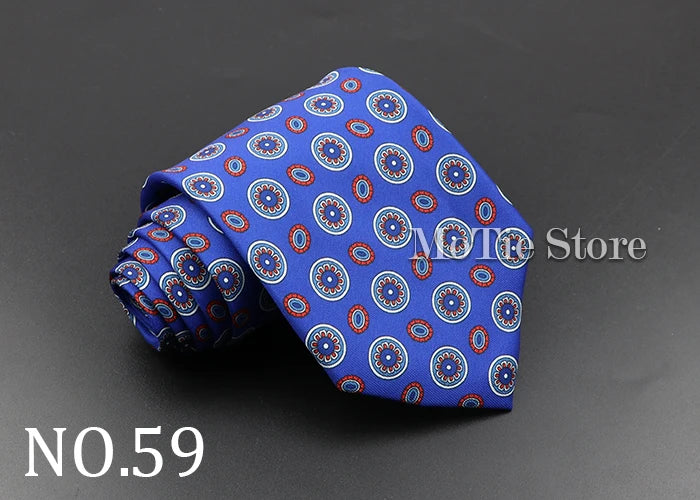 Men's 7.5cm Soft Silk Necktie – Floral & Dot Pattern Tie for Weddings, Business, Parties & Formal Wear