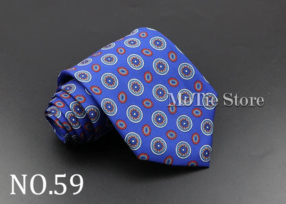 Men's 7.5cm Soft Silk Necktie – Floral & Dot Pattern Tie for Weddings, Business, Parties & Formal Wear