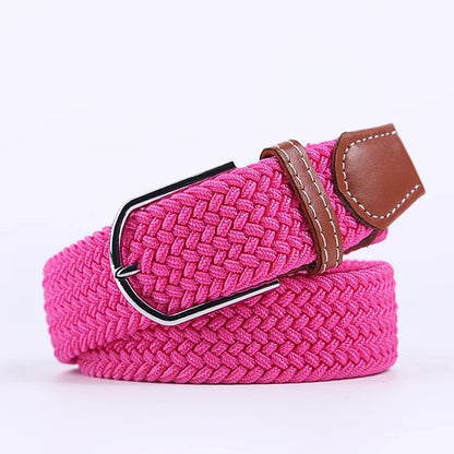 Ceinture élastique tressée unisexe en toile tissée, à boucle ardillon, pour jeans (107/120/130cm)