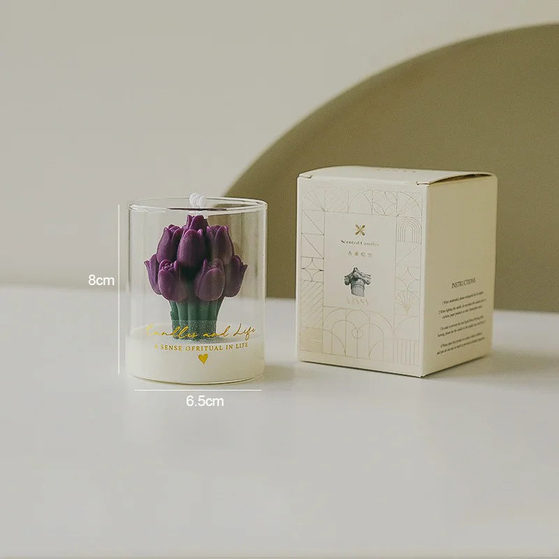 Handmade Tulip Bouquet Candle – Scented Soy Wax Aromatherapy Candle for Weddings, Birthdays, Parties & Home Decoration