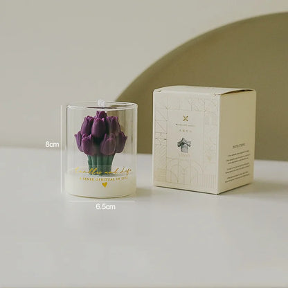 Handmade Tulip Bouquet Candle – Scented Soy Wax Aromatherapy Candle for Weddings, Birthdays, Parties & Home Decoration
