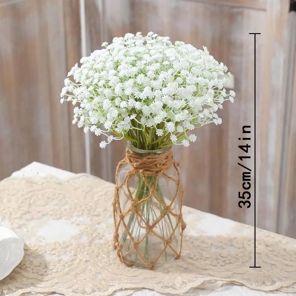 50 Fleurs Artificielles Souffle de Bébé – Gypsophile Fausses Tiges Florales Réalistes pour Bouquets de Mariage, Décoration Nuptiale, Décoration de Maison et Événements